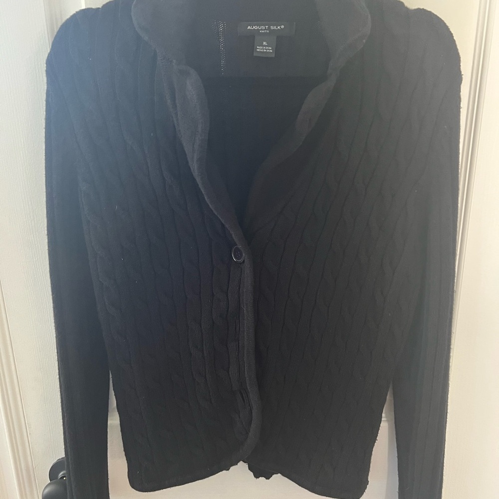 August Silk Women's Black Cable Cardigan